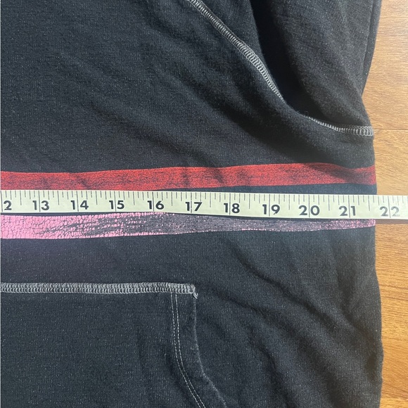 Sundry Women Sweatshirt Hoodie Black Sz L (3)Kangaroo Pocket Pink & Wine Stripe - Picture 4 of 9